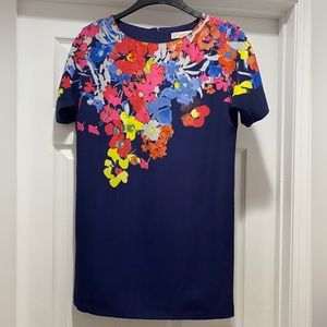 Loft navy floral print dress.